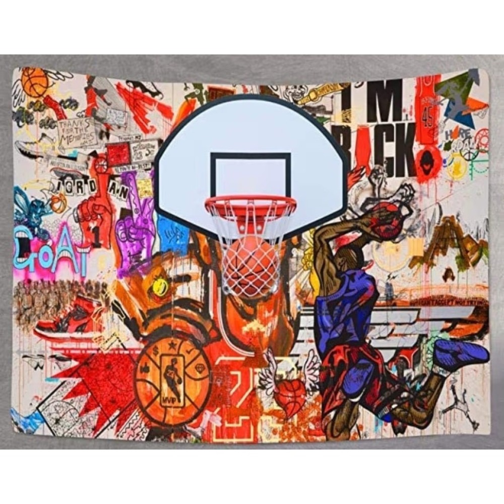 Basketball Tapestry Street Graffiti Wall Art MVP Dunk Sports 40" × 60"‎ Athletic